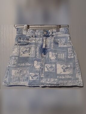 H&M Mickey Keith Haring Girls 8-10 Jean Skirt